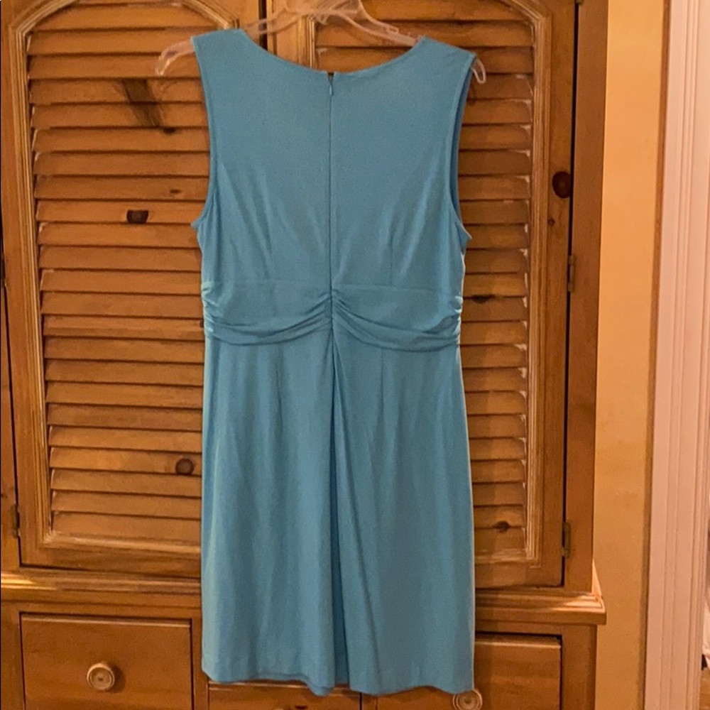 WMNs NWT Talbots dress XL Aqua blue stretchy ruche - Picture 4 of 6